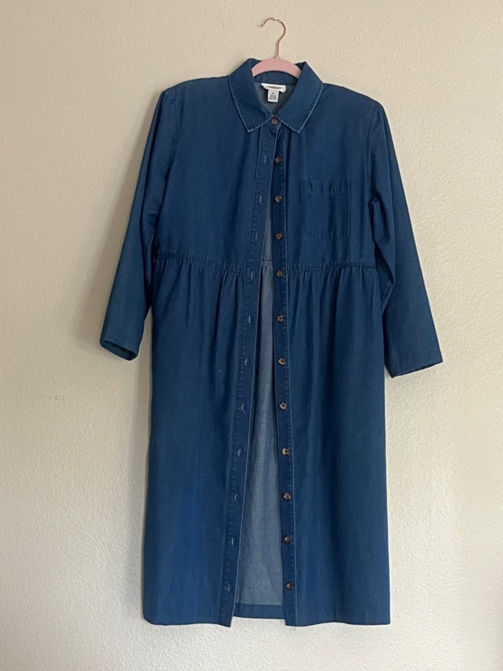 Talbots Denim Button Front Dress, Vintage, Size 10, 100% Cotton